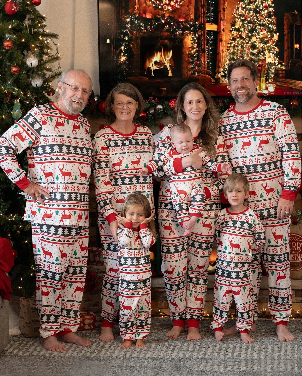 PatPat Family Matching Christmas Pajamas Fair Isle Red & White
