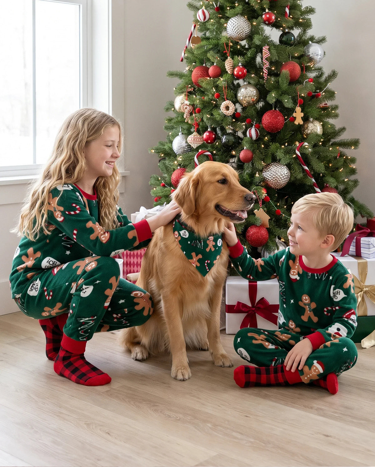 PatPat Family Matching Christmas Pajamas Gingerbread Print Fleece Green