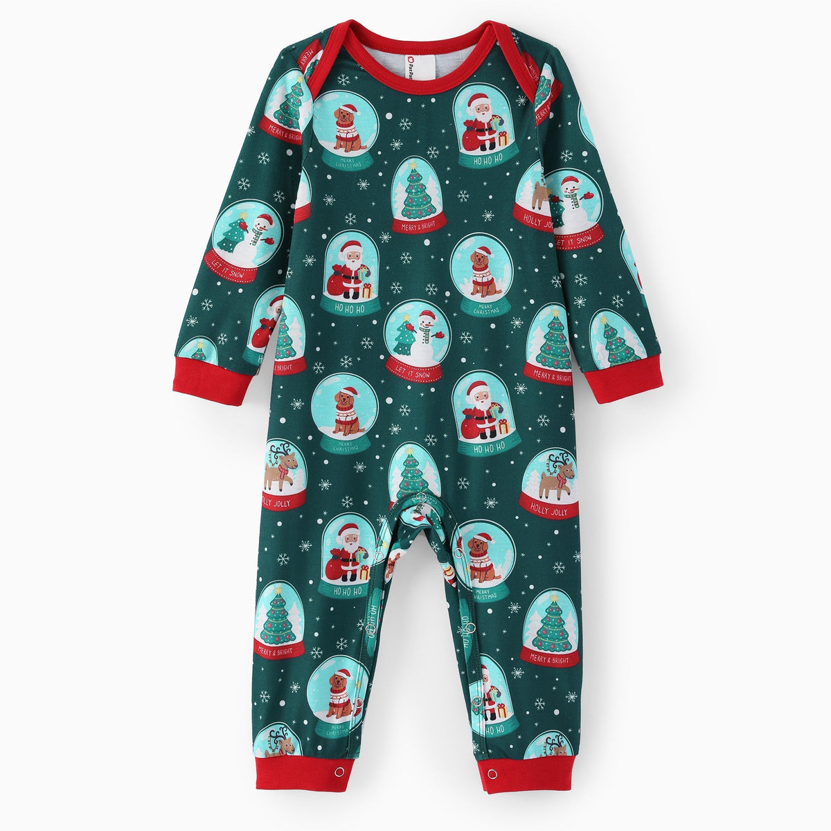 PatPat Matching Family Christmas Pajamas Snow Globe Print Dark Green Plus Size
