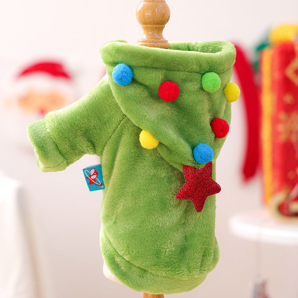 Christmas Tree Fleece Hooded Dog Cat Hoodie