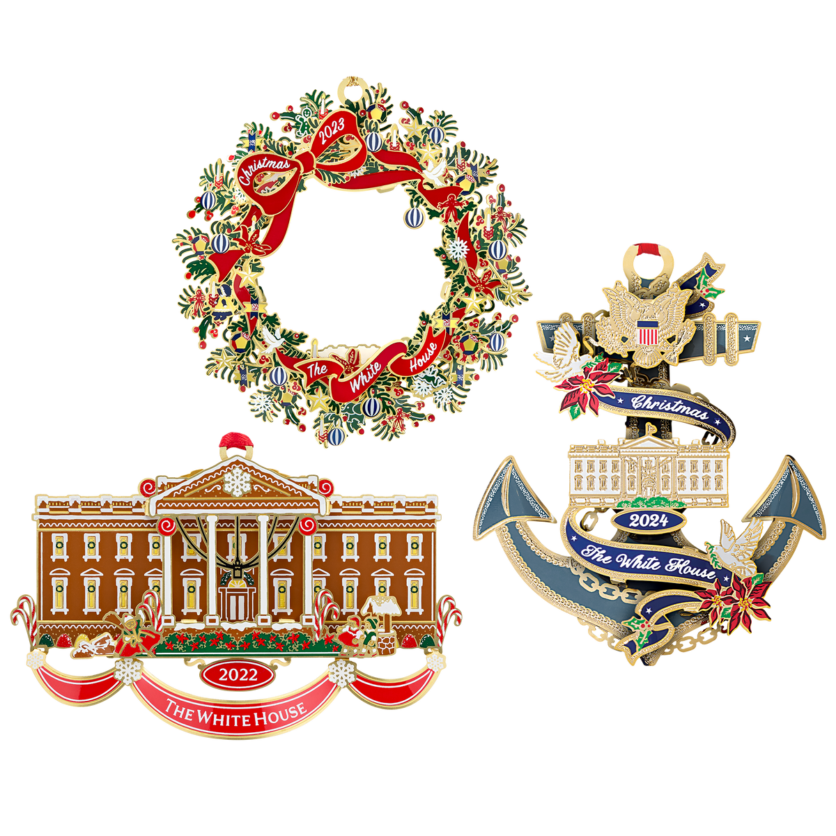 Official White House Christmas Ornament Special Value Bundle: 2024, 2023, 2022