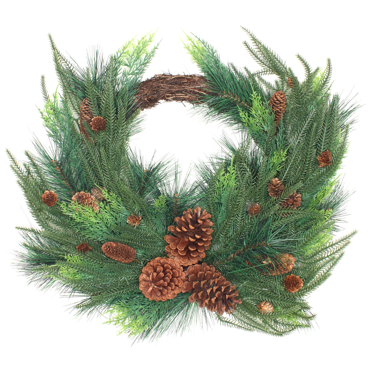 26 in. Mixed Bristle Pine Decorated Wreath - wreath